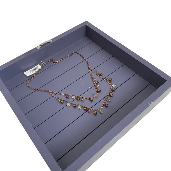 NWT Women's Two Strand Necklace with Bronze and Clear Beads - Picture 11 of 14